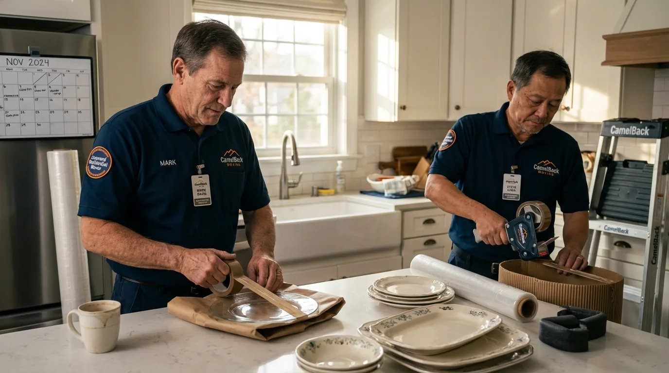 Professional crew packing kitchen dishware in Pearson, GA